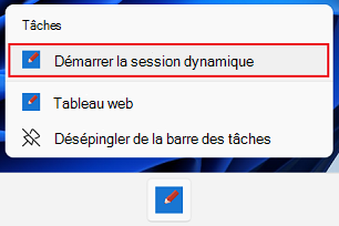 Les tâches courantes sont répertoriées dans le menu contextuel de la barre des tâches