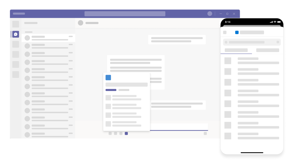 Représentation conceptuelle des extensions de message dans le client Teams.