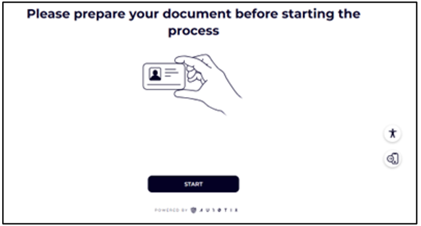 Capture d’écran de la page AU10TIX : préparez votre document avant de commencer le processus.