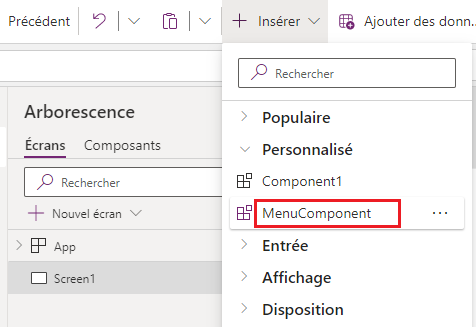 Insérer un composant Insérer un composant.