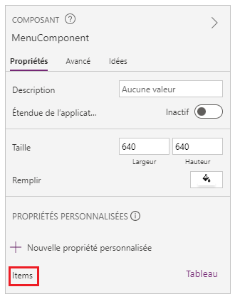 Propriété d’entrée personnalisée sous l’onglet Propriétés Propriété d’entrée personnalisée sous l’onglet Propriétés.