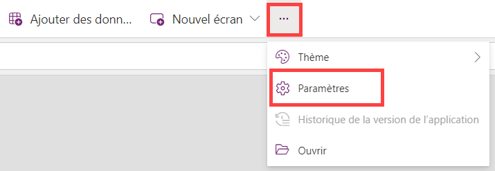 Capture d’écran montrant où se trouvent les points de suspension qui ouvrent un menu déroulant pour révéler l’option Paramètres.