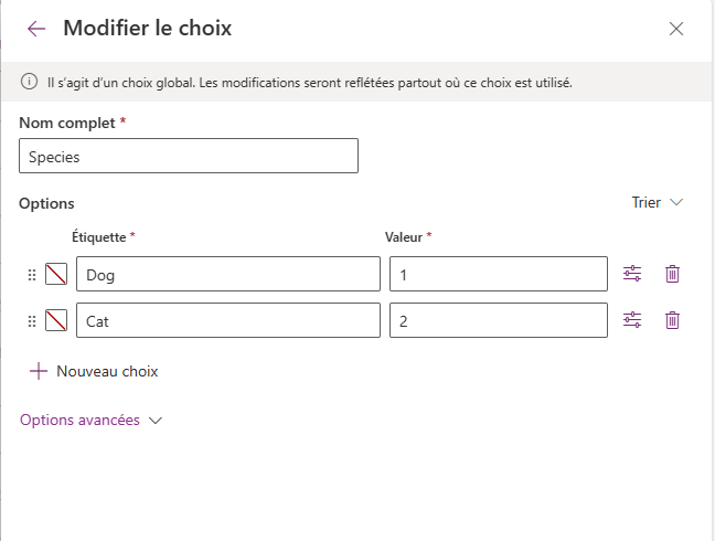 Nouveau choix .
