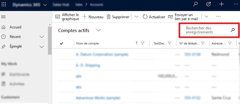 Recherche rapide sur une table unique.