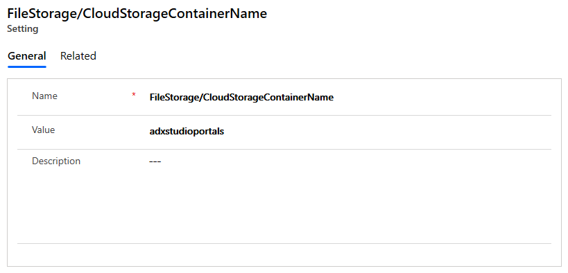 Paramètre du portail pour le conteneur de stockage cloud.