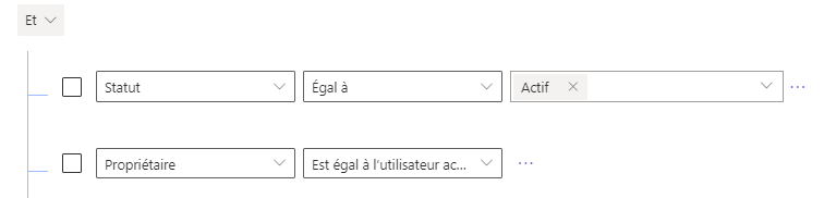 Capture d’écran montrant un filtre personnalisé avec une condition ÉGAL explicite.