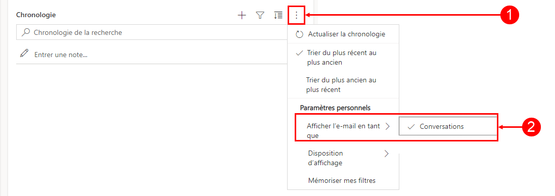 Activer la vue des e-mails en tant que conversation - option&nbsp;1.