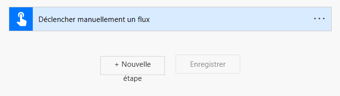 Capture d’écran d’un flux manuel avec un bouton déclencheur.