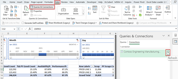 Capture d’écran montrant le volet Requêtes et connexions.