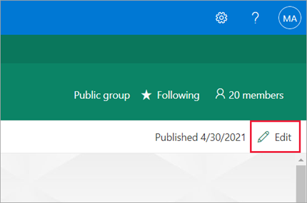 Capture d’écran de la page des modifications SharePoint avec l’option de modification mise en évidence.