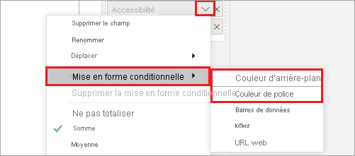 Background color or Font color in conditional formatting menu