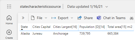 Capture d’écran montrant la cible d’extraction interrapport Power BI Desktop.