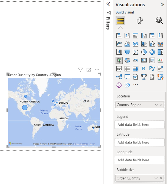 Screenshot of Map of order quantity by country/region.