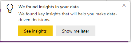 Capture d’écran montrant la notification toast pour insights.