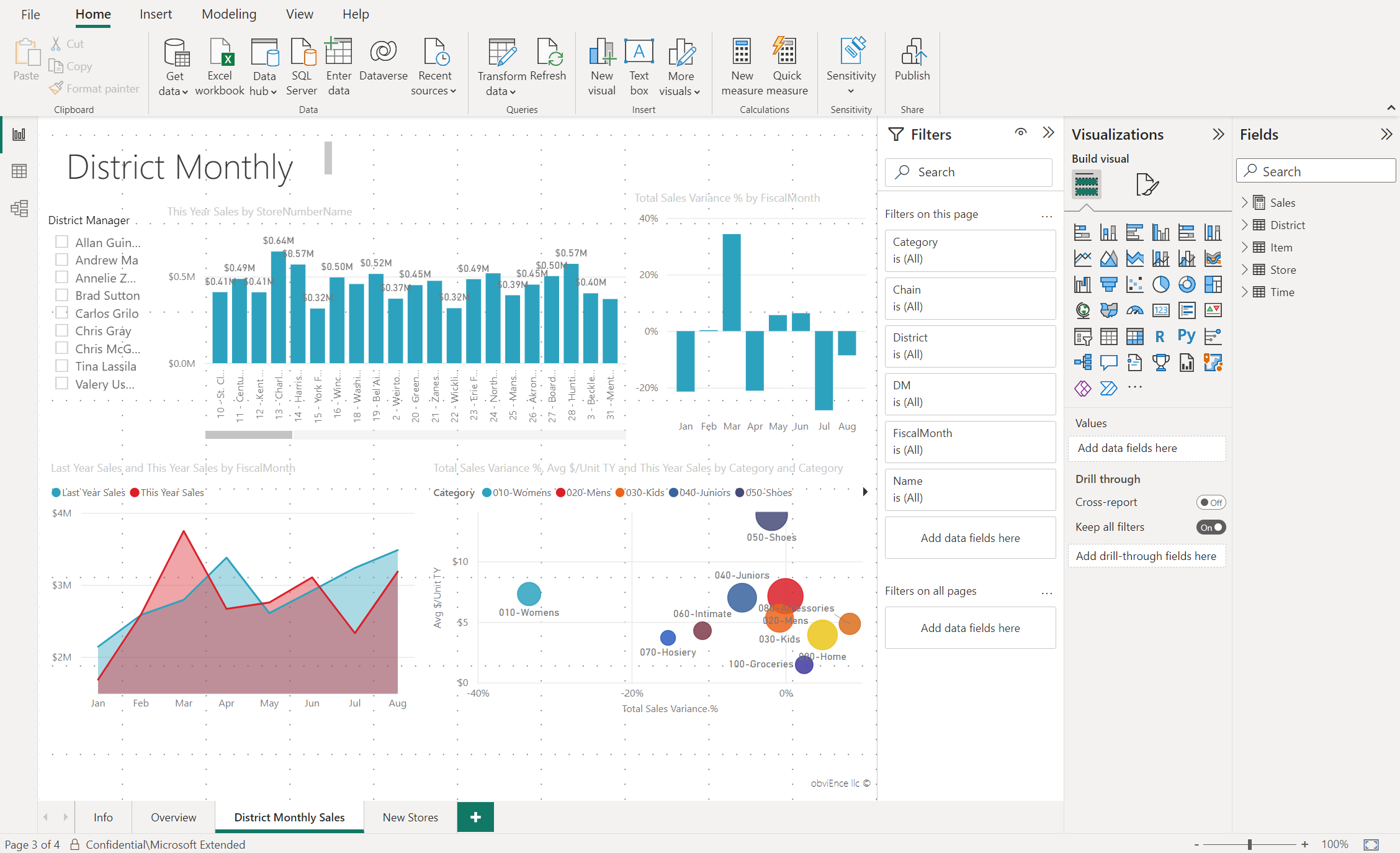 Capture d’écran de l’éditeur de rapport dans Power BI Desktop.
