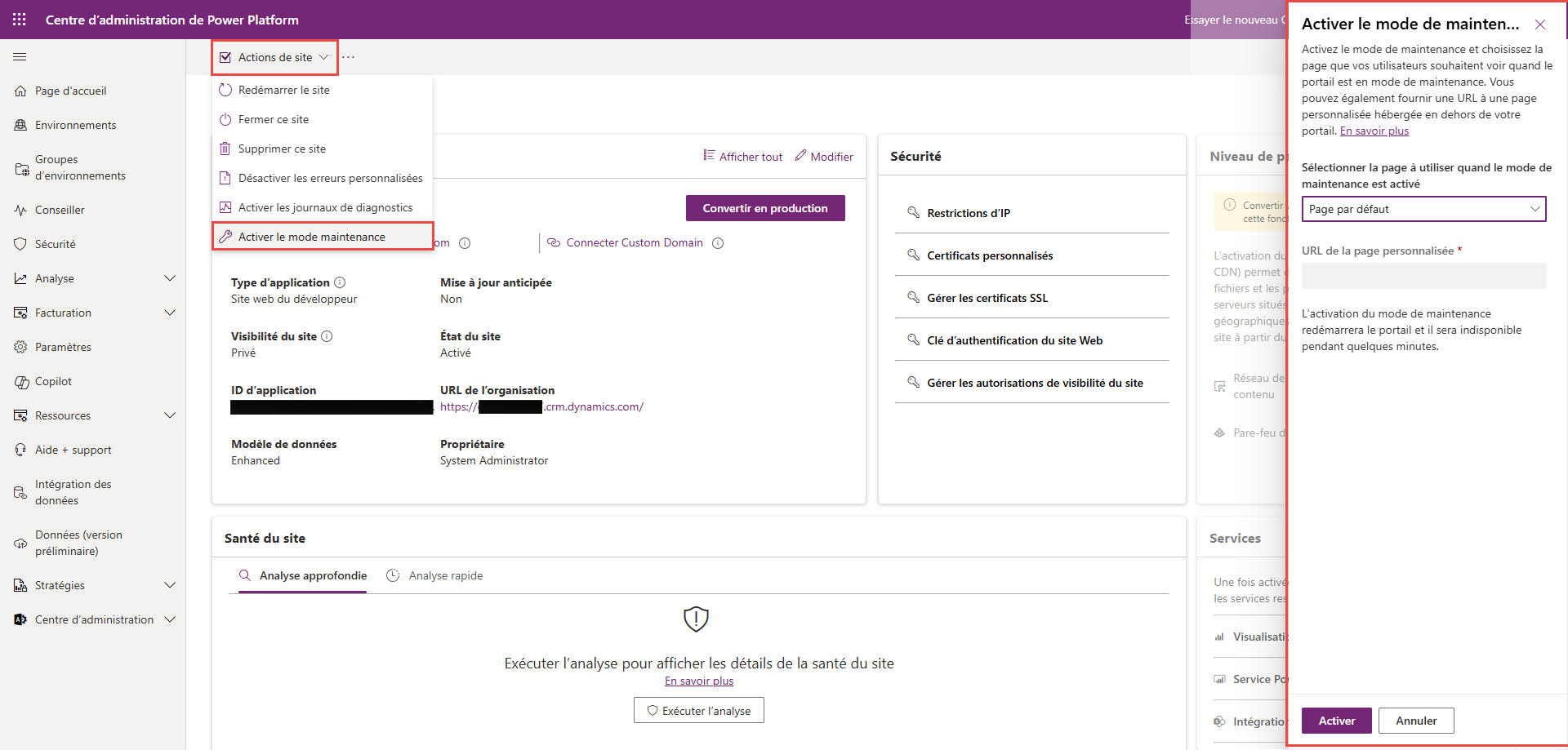 Activer le mode maintenance.