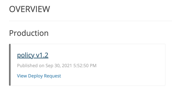 Capture d’écran de la page d’aperçu de la stratégie de production.