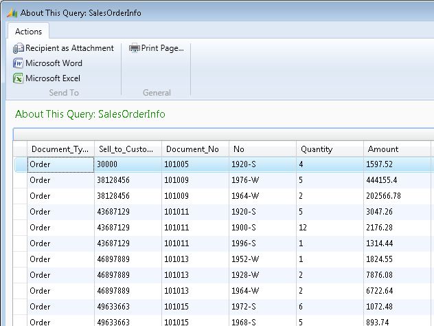 SalesOrderInfoWithData SalesOrderInfo query result