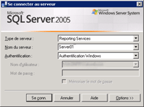 Boîte de dialogue Connexion du Serveur de rapports
