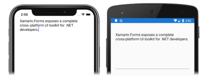 Capture d’écran d’un éditeur contenant du texte, sur iOS et Android