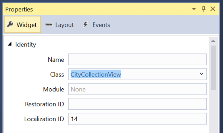 Définir la classe sur CityCollectionView