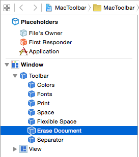 Sélection de l’élément de barre d’outils dans la hiérarchie d’interface