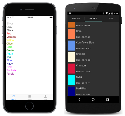 TabbedPage Capture d’écran triple des couleurs à onglets discrets