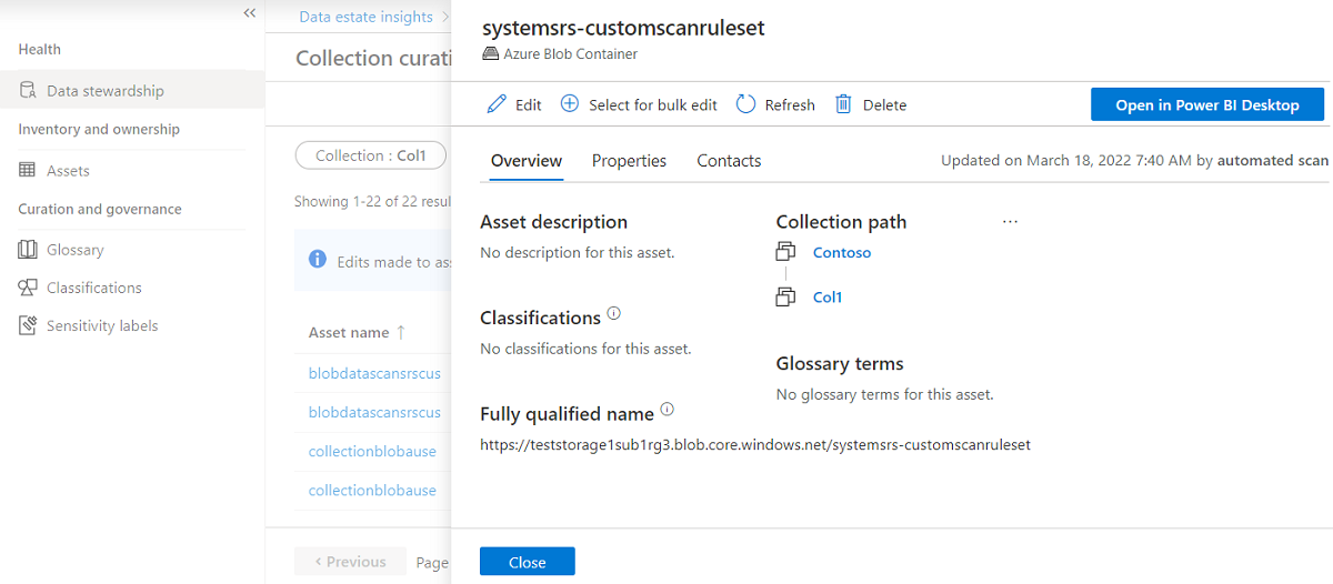 Capture d’écran de la page de liste des ressources, avec une ressource sélectionnée et le menu Édition ouvert.