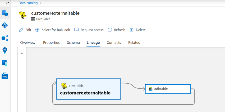 Capture d’écran montrant l’exemple de traçabilité Azure Databricks.