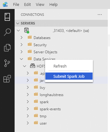 Accès au menu Submit en cliquant avec le bouton droit sur le fichier