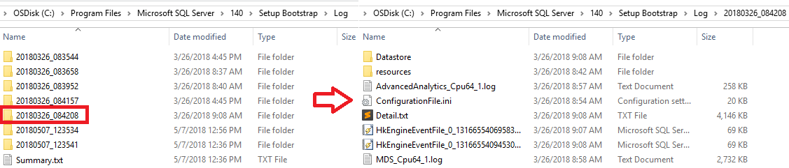 Capture d’écran montrant où se trouve le fichier ConfigurationFiles.ini dans le dossier de démarrage de l’installation.