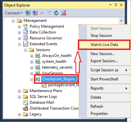 Capture d’écran de votre session > Observer les données en direct.