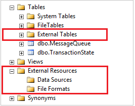 Objets PolyBase dans SSMS