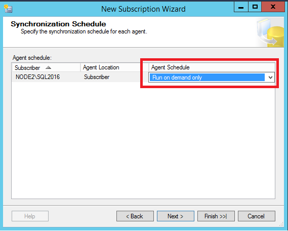 Sélection «&nbsp;Exécuter uniquement à la demande&nbsp;» pour l’agent