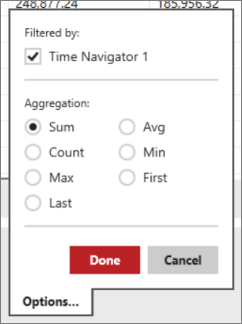 Screenshot of the disconnected time navigator visualization.