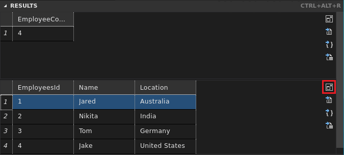 Capture d’écran de l’interface utilisateur graphique de Visual Studio Code, agrandir la grille au maximum.