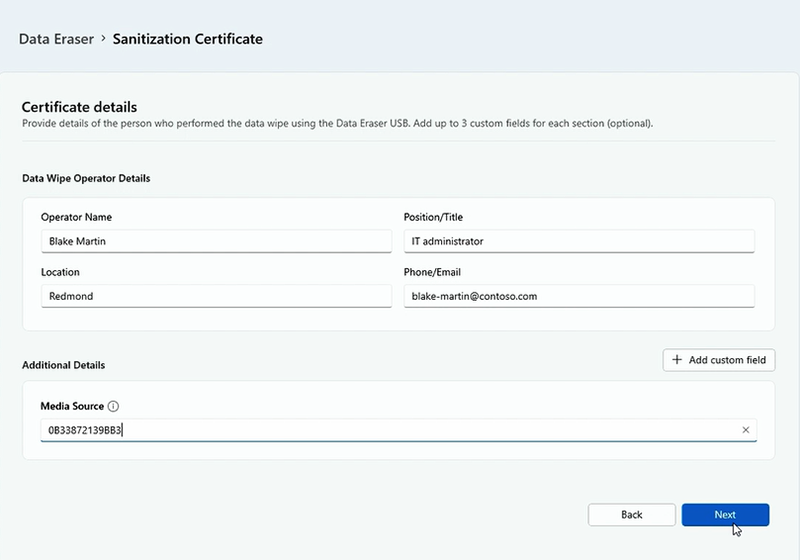 Capture d’écran des détails du certificat.