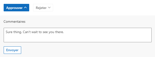 Capture d’écran de l’approbation dans Outlook.