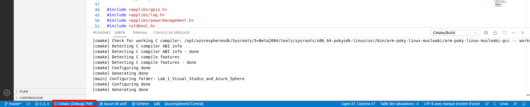 The illustration shows CMake status.
