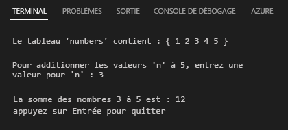 Capture d’écran montrant la sortie après la mise à jour de la logique d’application.