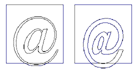 Outline for the at-sign and a distorted outline for at-sign