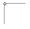 A point is located at the connection of two line segments.