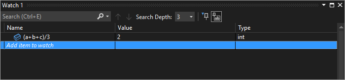 Capture d’écran de l’expression de surveillance.