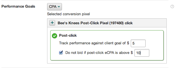 Capture d’écran montrant comment mettre à jour les objectifs de performances lorsque la campagne ne fonctionne pas correctement.