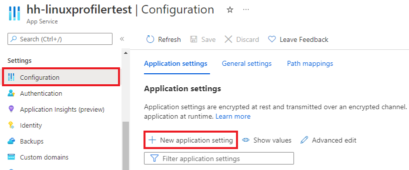 Capture d’écran qui montre l’ajout d’un nouveau paramètre d’application dans le volet Configuration.