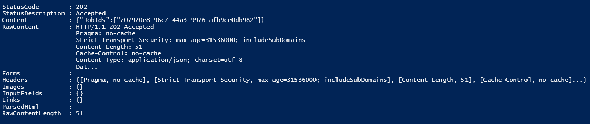 Résultat de l'appel du webhook