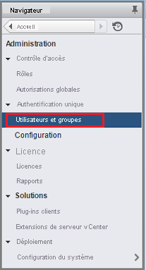 Capture d’écran montrant comment sélectionner l’option Utilisateurs et groupes.
