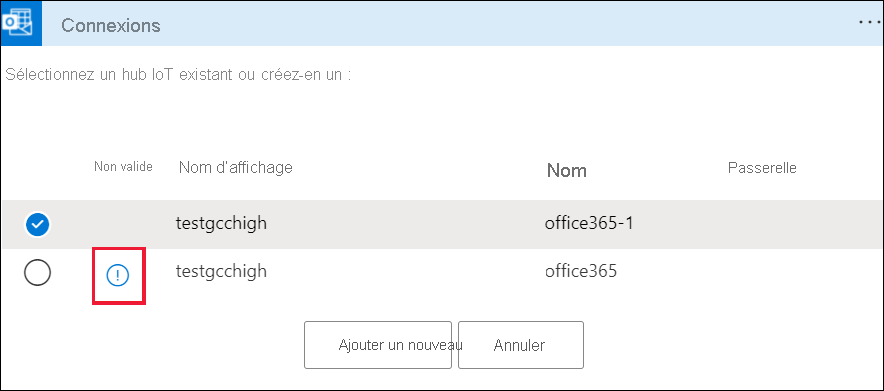 Capture d’écran montrant comment sélectionner l’icône d’informations.