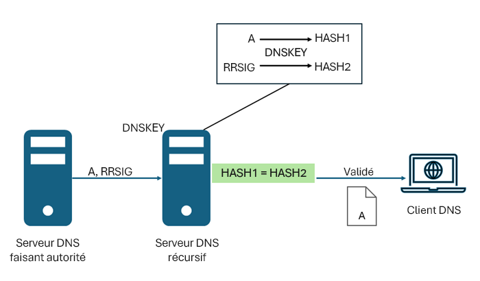 Capture d’écran du fonctionnement de la validation DNSSEC.
