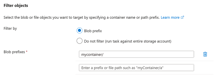 Capture d’écran de la section Filtrer les objets du volet Ajouter une affectation.